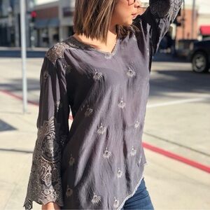 JOHNNY WAS jay jay silk embroidered blouse